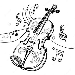 Elegant Violin With Music Notes Coloring Page 39333-31594