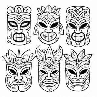 Colorful Tiki Masks Coloring Page 39343-31598