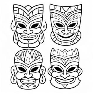 Colorful Tiki Masks Coloring Page 39343-31600