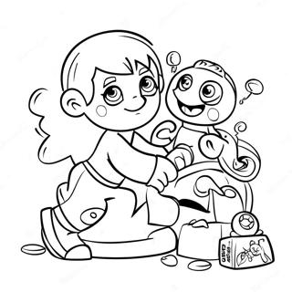 Funny Big Brother Playing With Toys Coloring Page 39443-31680