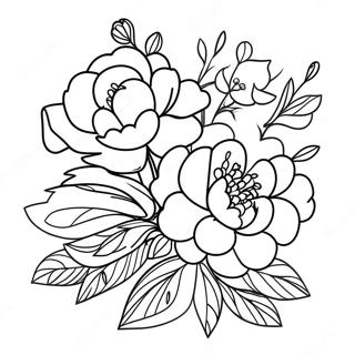 Elegant Peony Bouquet Coloring Page 39473-31705