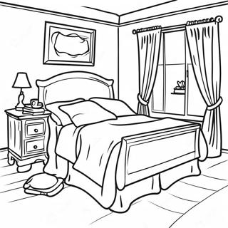 Cozy Bedroom Interior Coloring Page 39543-31762