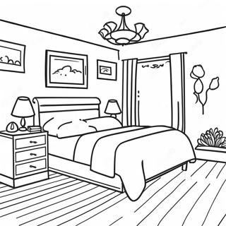 Cozy Bedroom Interior Coloring Page 39543-31763