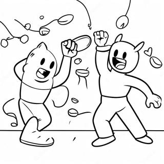 Gang Beasts Funny Fighting Scene Coloring Page 39563-31775