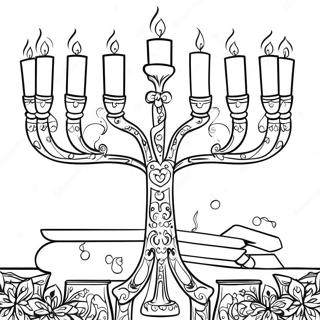 Decorative Hanukkah Menorah Coloring Page 39573-31787