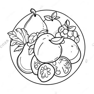 Lunch Plate With Colorful Fruits Coloring Page 39612-31810