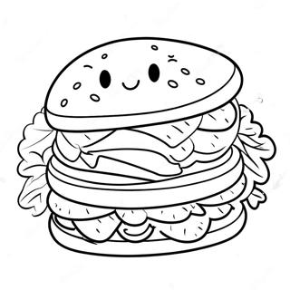 Cheerful Sandwich With Smiling Face Coloring Page 39613-31838