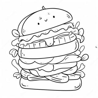 Cheerful Sandwich With Smiling Face Coloring Page 39613-31840