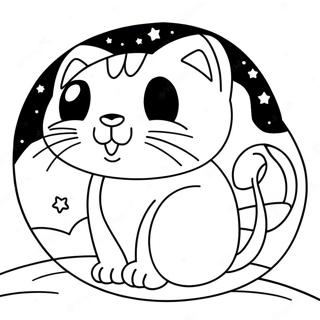 Cute Cat Over The Moon Coloring Page 39653-31849