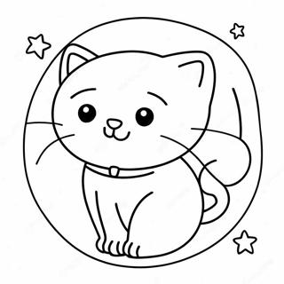 Cute Cat Over The Moon Coloring Page 39653-31851