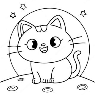 Cute Cat Over The Moon Coloring Page 39653-31852