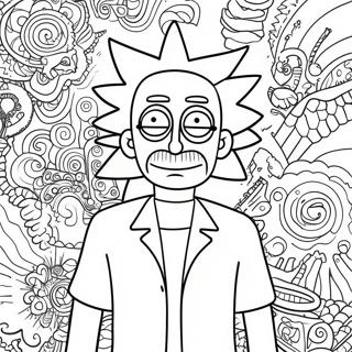 Rick Sanchez With Psychedelic Patterns Coloring Page 39723-31906