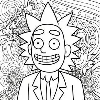 Rick Sanchez With Psychedelic Patterns Coloring Page 39723-31908