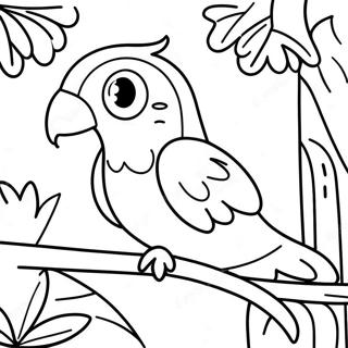 Colorful Parrot In The Rainforest Coloring Page 39833-31989