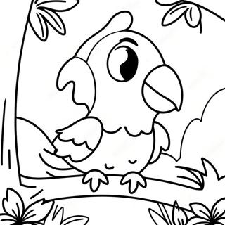 Colorful Parrot In The Rainforest Coloring Page 39833-31990