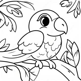 Colorful Parrot In The Rainforest Coloring Page 39833-31992