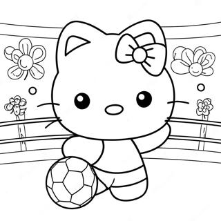 Cute Hello Kitty Playing Soccer Coloring Page 39933-32066