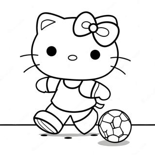 Cute Hello Kitty Playing Soccer Coloring Page 39933-32068