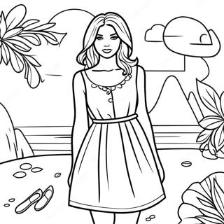 Stylish Hot Girl In Summer Dress Coloring Page 40003-32124