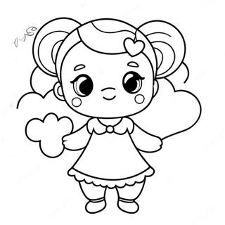 Cute Kissy Missy With Balloons Coloring Page 4002-3291