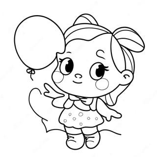 Cute Kissy Missy With Balloons Coloring Page 4002-3330