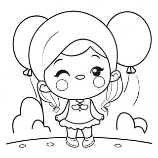 Cute Kissy Missy With Balloons Coloring Page 4002-3331