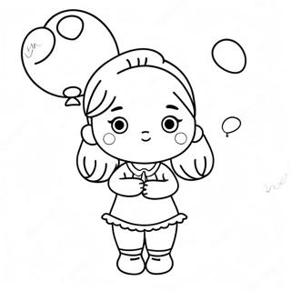 Cute Kissy Missy With Balloons Coloring Page 4002-3369