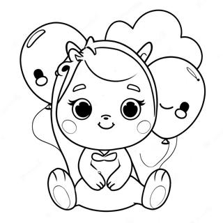 Cute Kissy Missy With Balloons Coloring Page 4002-3370