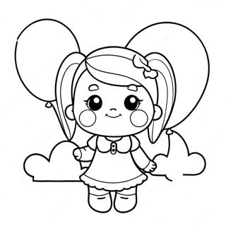 Cute Kissy Missy With Balloons Coloring Page 4002-3371