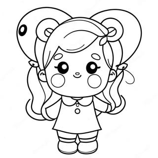 Cute Kissy Missy With Balloons Coloring Page 4002-3372