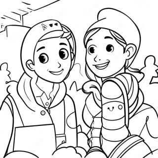 Teenage Friends Hanging Out Coloring Page 40093-32201