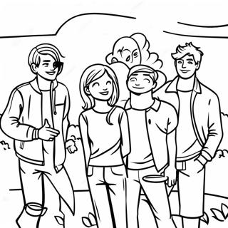 Teenage Friends Hanging Out Coloring Page 40093-32202