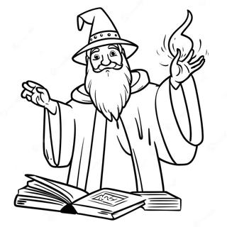 Dnd Wizard Casting Spell Coloring Page 4012-3298