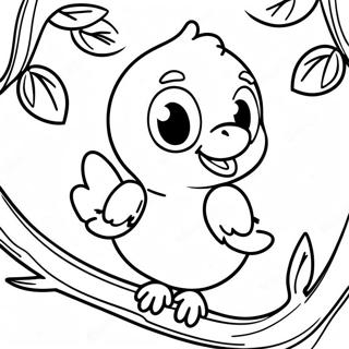 Cute Tweety Bird Sitting On A Branch Coloring Page 4022-3305