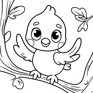 Cute Tweety Bird Sitting On A Branch Coloring Page 4022-3306