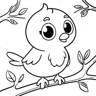 Cute Tweety Bird Sitting On A Branch Coloring Page 4022-3307