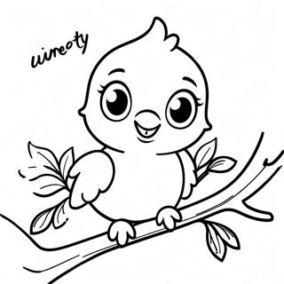 Cute Tweety Bird Sitting On A Branch Coloring Page 4022 3346