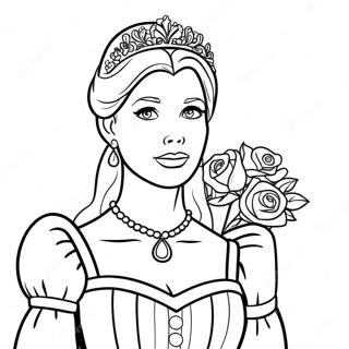 Charming Princess Bride In A Beautiful Dress Coloring Page 40233-32308