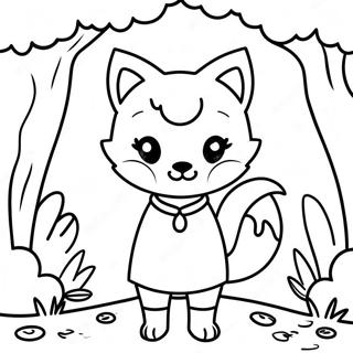 Cute Fox Girl In A Forest Coloring Page 40263-32329