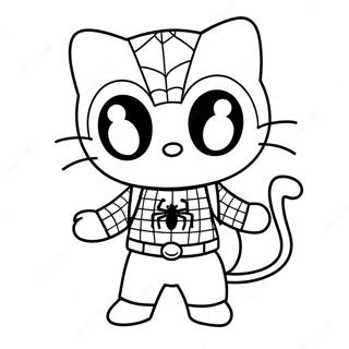 Cute Spiderman Hello Kitty Coloring Page 40273-32336