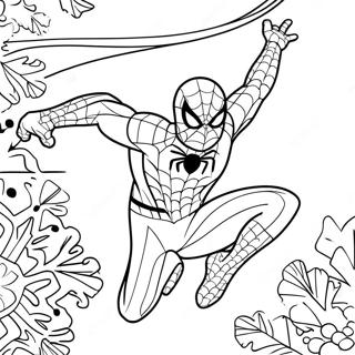 Spider Man Swinging Through Snowflakes Coloring Page 40303-32363