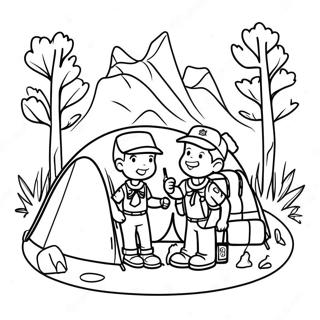 Adventurous Boy Scouts Camping Coloring Page 40333-32374