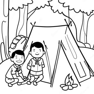 Adventurous Boy Scouts Camping Coloring Page 40333-32375