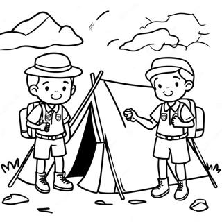 Adventurous Boy Scouts Camping Coloring Page 40333-32376