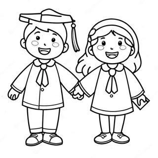 Happy Preschool Graduates Coloring Page 40393-32425