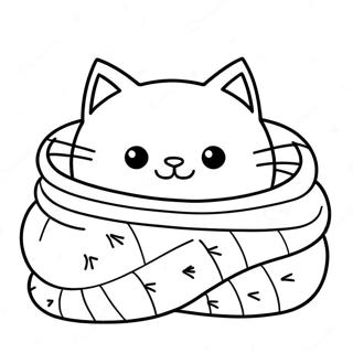 Sleepy Cat In Cozy Blanket Coloring Page 4042-3401