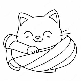 Sleepy Cat In Cozy Blanket Coloring Page 4042-3403