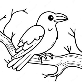 Spooky Raven On A Branch Coloring Page 40523-32529