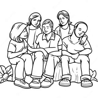 Supportive Friends In Addiction Recovery Coloring Page 4052-3411