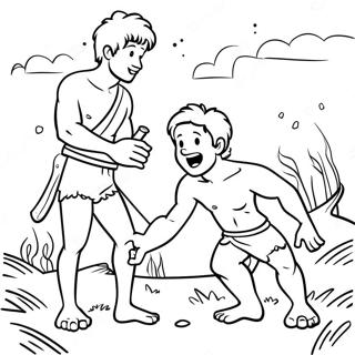 Cain And Abel With Animals Coloring Page 40643-32629